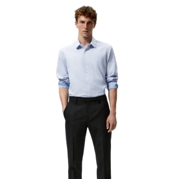 ZARA EASY CARE TEXTURED SHIRT BLUE | 7545/421 - Picture 1 of 12